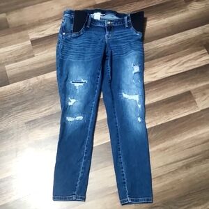 Liz Lange Maternity Jeans Size Small Inseam 25' Ankle Skinny Stretch Side Pannel